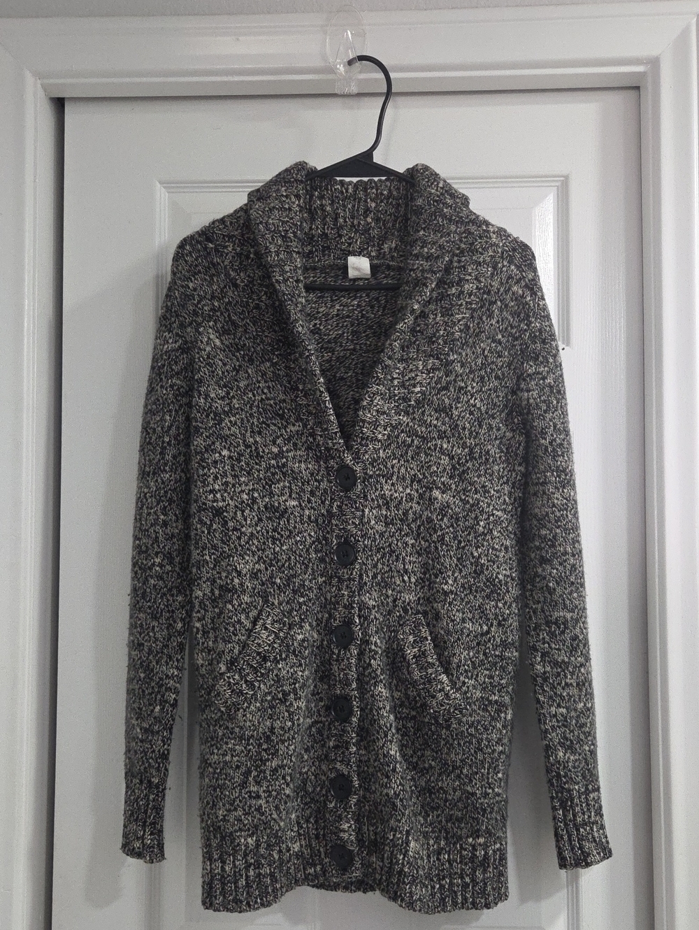 J. Crew Marled Black and White Knit Cardigan